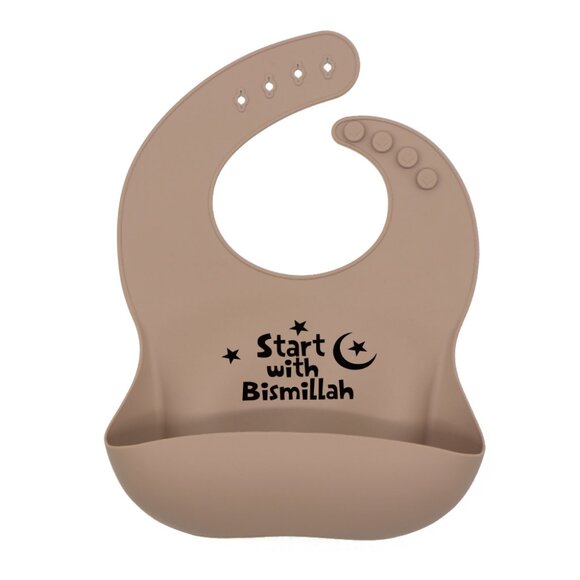 “Start with Bismillah” Silicone Bib – Islamic Baby Gift – Easy-Clean, Adjustable - Picture 2 of 6